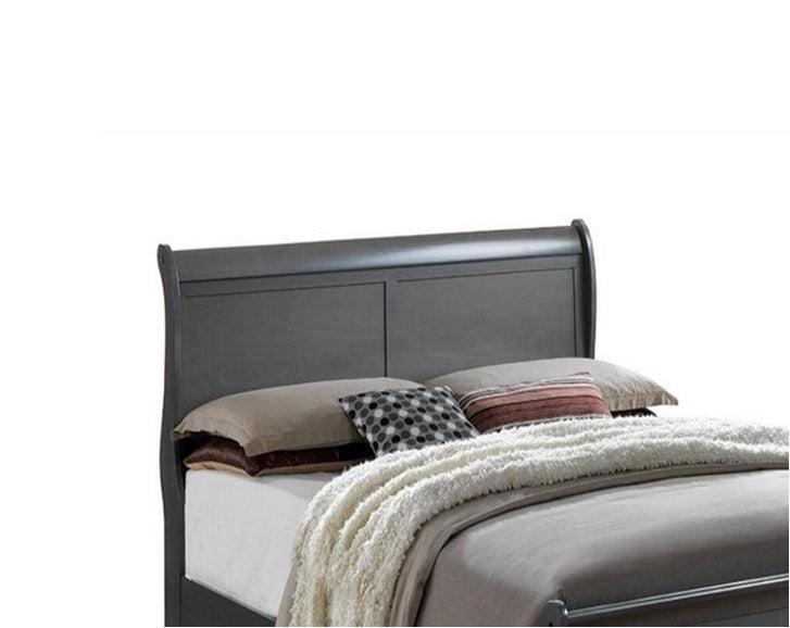 Classic Contemporary Full Size Bed Gray Louis Phillipe Solidwood 1pc Bed Bedroom Sleigh Bed