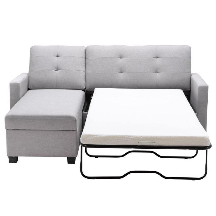 78.3" Convertible Sleeper Sofa Bed,Linen Pull Out Couch withStorage Chaise,Sleeper Counch with Memory Foam Mattress for  Small Space Living Room Bedroom Office,Light Gray
