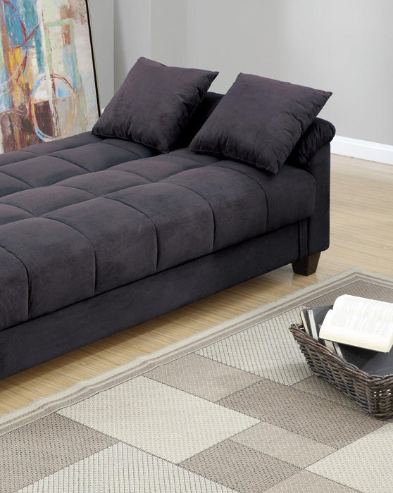 Contemporary Living Room Adjustable Sofa Ebony Microfiber Couch PlushStorage Couch 1pc Futon Sofa w Pillows