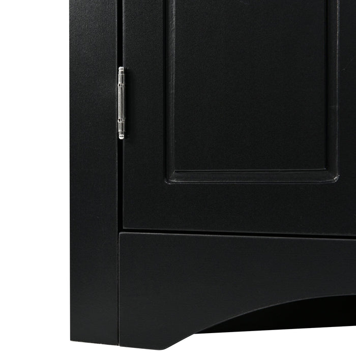 Black Triangle BathroomStorage Cabinet with Adjustable Shelves, Freestanding Floor Cabinet for Home Kitchen