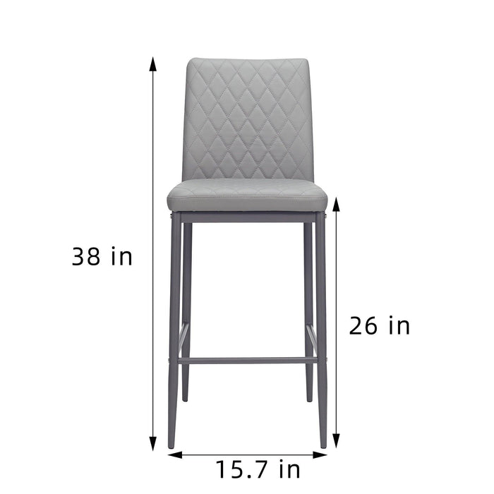 BlackModern simple bar chair, fireproof leather spraying metal pipe, diamond grid pattern, restaurant, family, 2-piece set