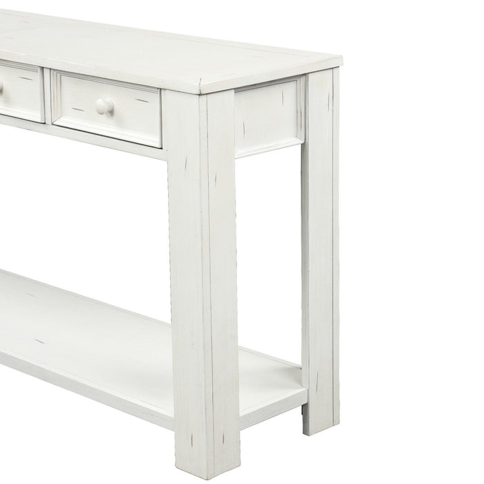 Console Table for Entryway Hallway Sofa Table withStorage Drawers and Bottom Shelf ( Antique White)