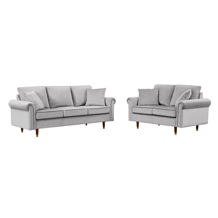 Modern Velvet Sofa Set  , 2 seater and 3 Seater Sofa With Wood Legs for Living Room  .