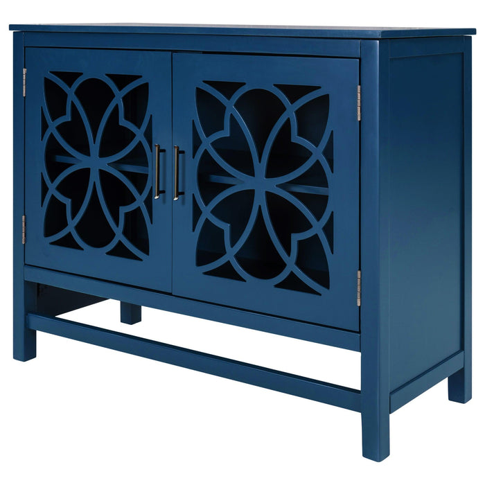 WoodStorage Cabinet with Doors and Adjustable Shelf, Entryway Kitchen Dining Room, Navy Blue