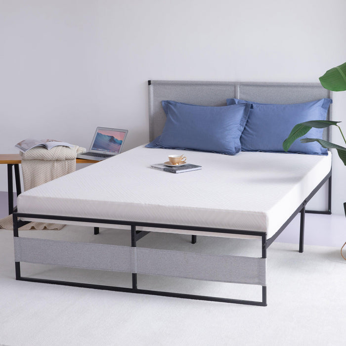V4 Metal Bed Frame 14 Inch Queen Size with Headboard and Footboard, Mattress Platform with 12 InchStorage Space