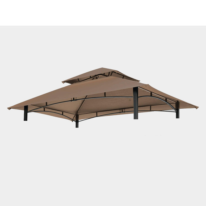 8 x 5 Ft Grill Gazebo Replacement Canopy,Double Tiered BBQ Tent Roof Top Cover, Taupe