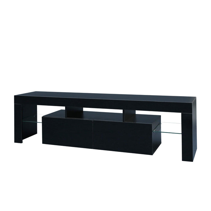 Modern Black TV Stand, 20 Colors LED TV Stand w/Remote Control Lights