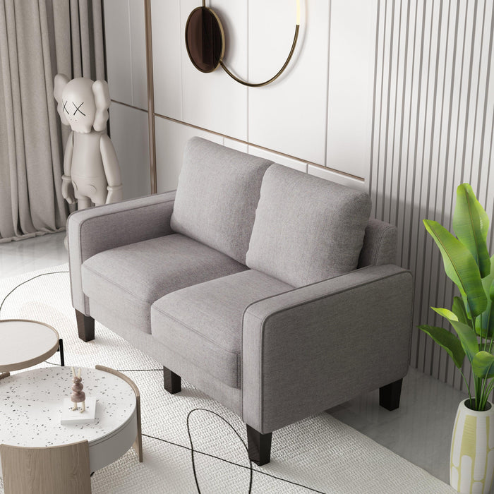 Modern Living Room Furniture Loveseat in Light Grey Fabric