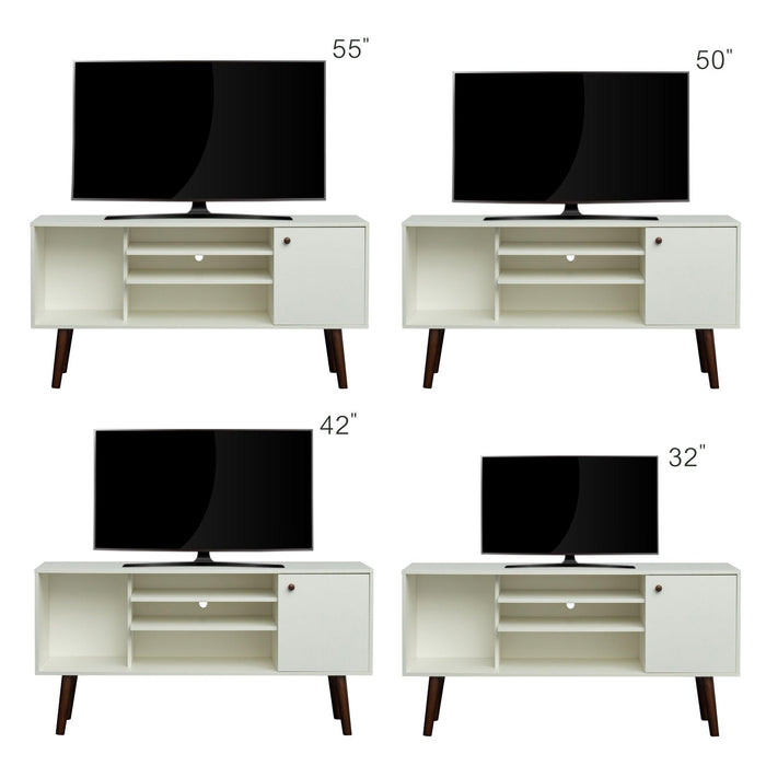 TV Stand Use in Living Room Furniture with 1Storage and 2 shelves Cabinet, high quality particle board,White