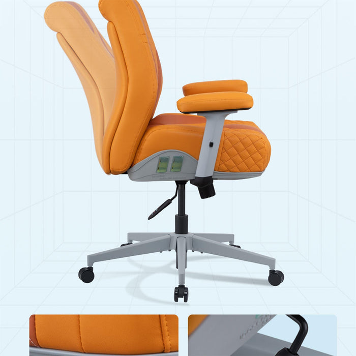 Office Desk Chair, Air Cushion Mid Back Ergonomic Managerial Executive Chairs, Headrest and Lumbar Support Desk Chairs with Wheels and Armrest, Yellow/Grey