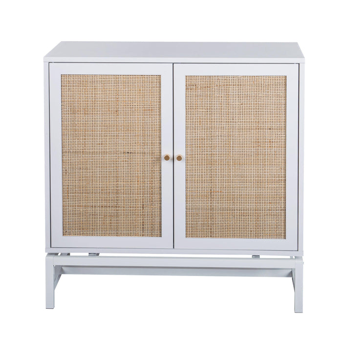 Natural rattan 2 door cabinet，with 1 Adjustable Inner Shelves，rattan，AccentStorage Cabinet