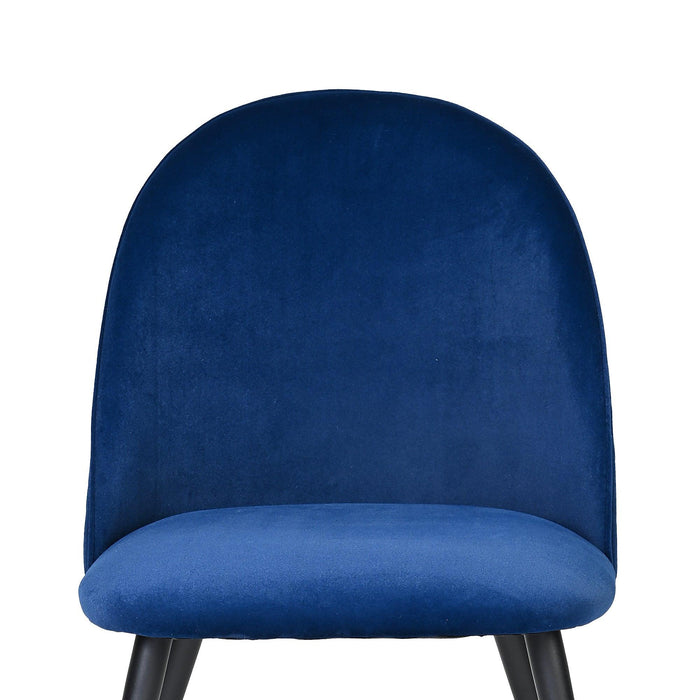 Dining Chair, Blue Velvet, Metal Black legs, Set of 2 Side Chairs