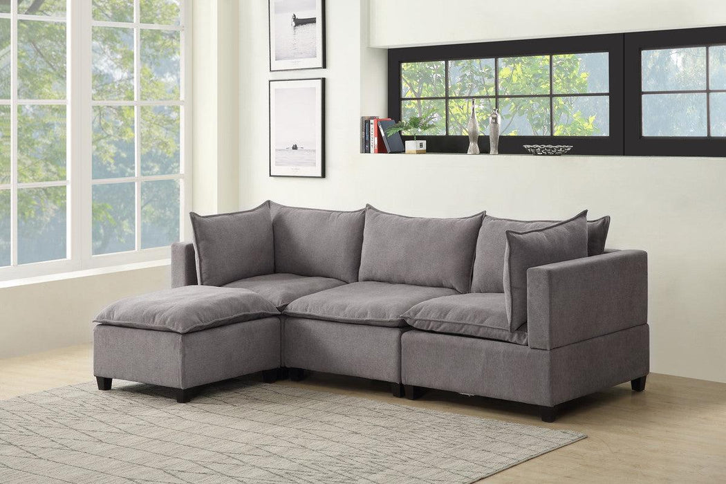 Madison Light Gray Fabric Reversible Sectional Sofa Ottoman