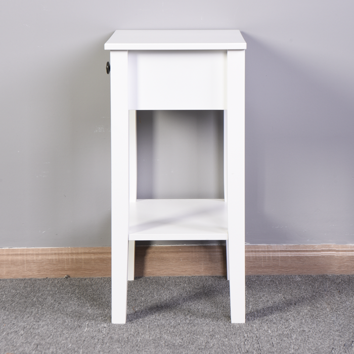 White Bathroom Floor-standingStorage Table with a Drawer