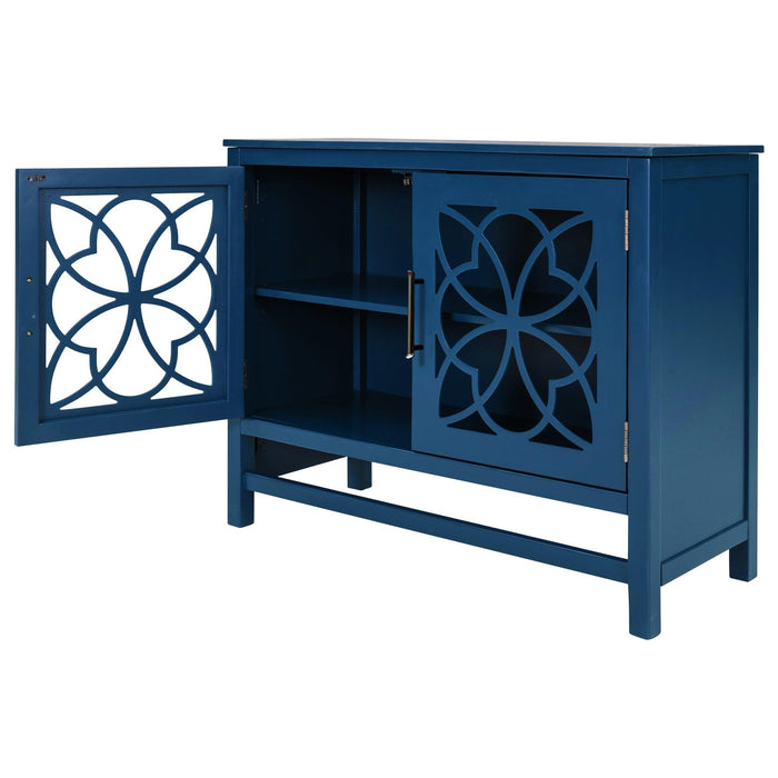WoodStorage Cabinet with Doors and Adjustable Shelf, Entryway Kitchen Dining Room, Navy Blue