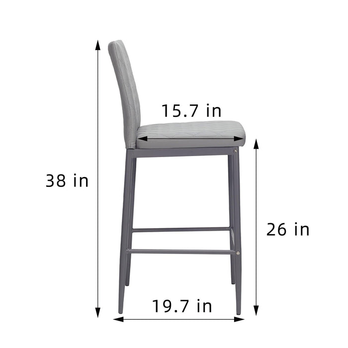light gray bar stool, velvet stool,Modern bar chair, bar stool with metal legs, kitchen stool, dining chair, 2-piece set