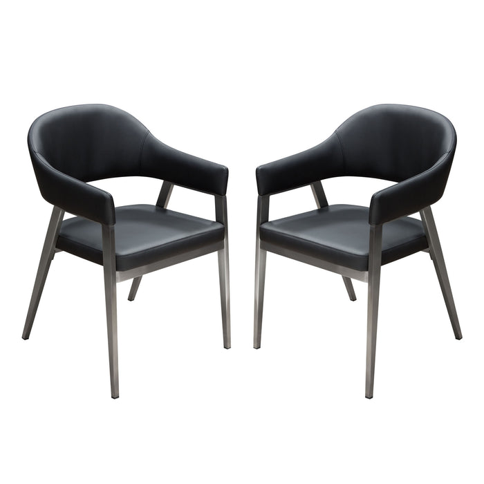 Adele Set of Two Dining/Accent Chairs in Black Leatherette w/ Brushed Stainless Steel Leg by Diamond Sofa image