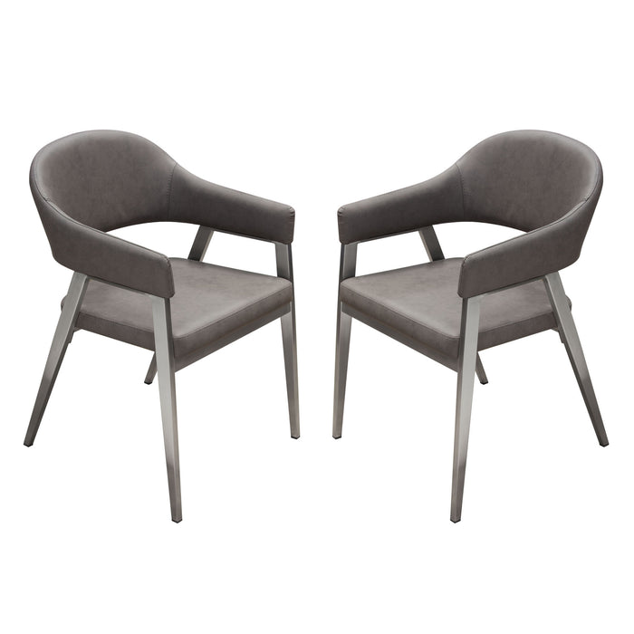 Adele Set of Two Dining/Accent Chairs in Grey Leatherette w/ Brushed Stainless Steel Leg by Diamond Sofa image
