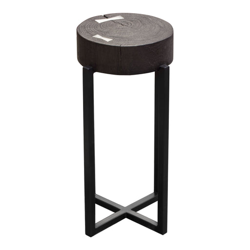 Alex Small 22" Accent Table with Solid Mango Wood Top in Espresso Finish w/ Silver Metal Inlay by Diamond Sofa image