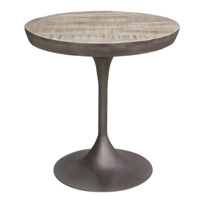 Beckham 30" Round Dining Table w/ Solid Mango Wood Top in Grey Finish w/ Gun Metal Base by Diamond Sofa image