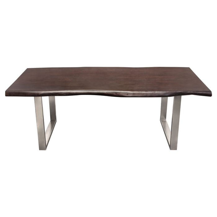 Bowen Solid Acacia Wood Top Dining Table with Live Edge in Espresso Finish w/ Nickel Plated Base by Diamond Sofa image
