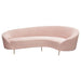 Celine Curved Sofa with Contoured Back in Blush Pink Velvet and Gold Metal Legs by Diamond Sofa image