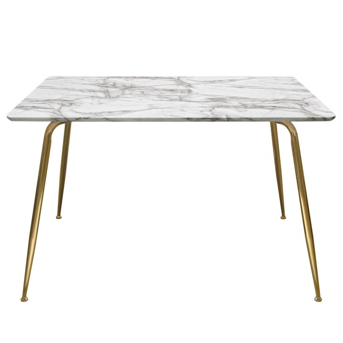 Chance Faux Marble Top Rectangular Dining Table w/ Brushed Gold Metal Legs by Diamond Sofa image