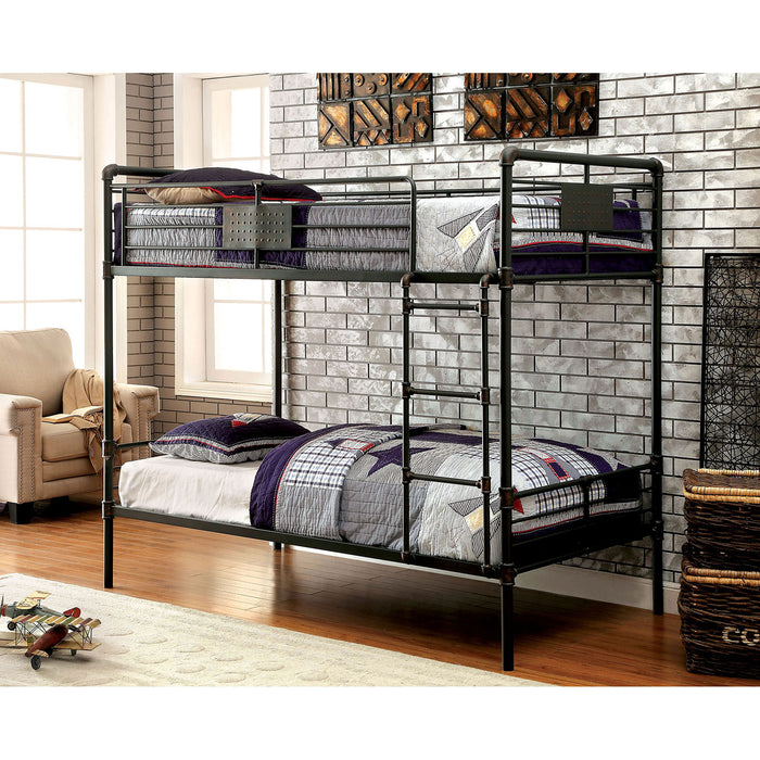 Dillon Industrial Metal Bunk Bed in Twin over Twin