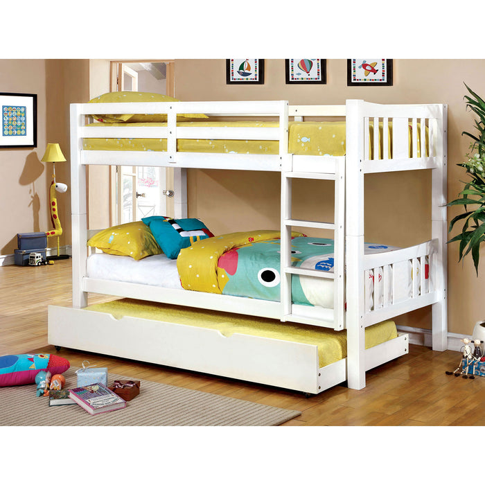 Khanjari Transitional Solid Wood Twin over Twin Bunk Bed in White