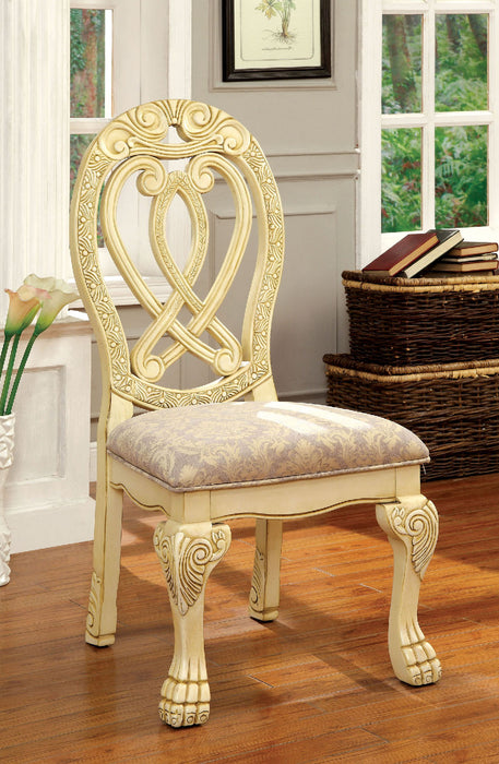 Beau Traditional Padded Side Chairs in White (Set of 2)