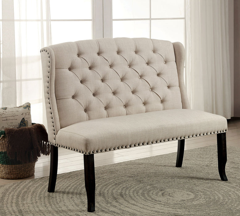 Colla Rustic Button Tufted Bench