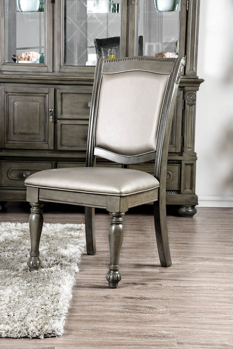 Noela Transitional Upholstered Side Chairs in Gray (Set of 2)