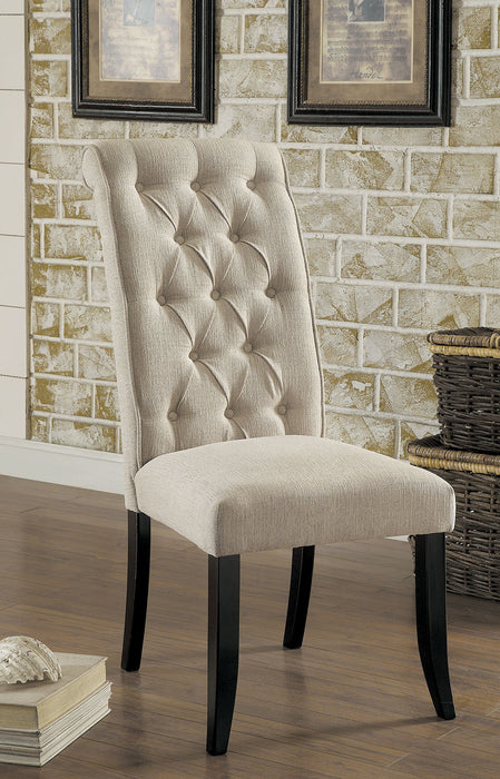 Marynda Transitional Button Tufted Side Chairs in Ivory (Set of 2)