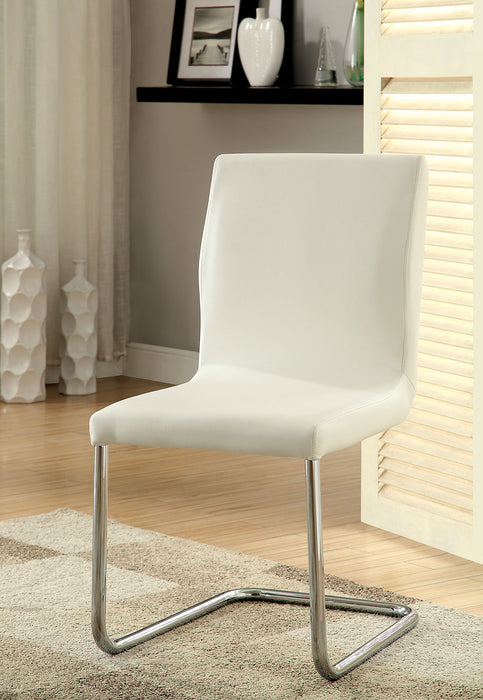 Xavia Contemporary Faux Leather Side Chairs in White (Set of 2)