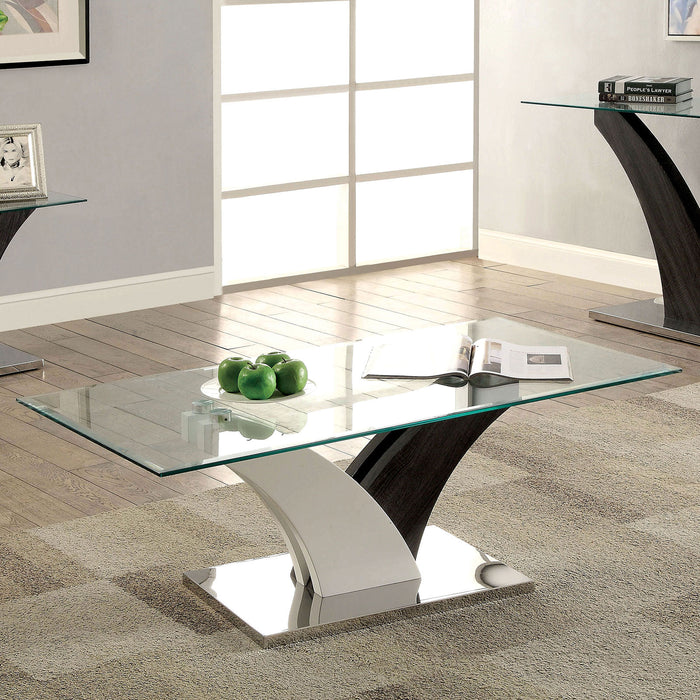Acarra Contemporary Glass Top Coffee Table