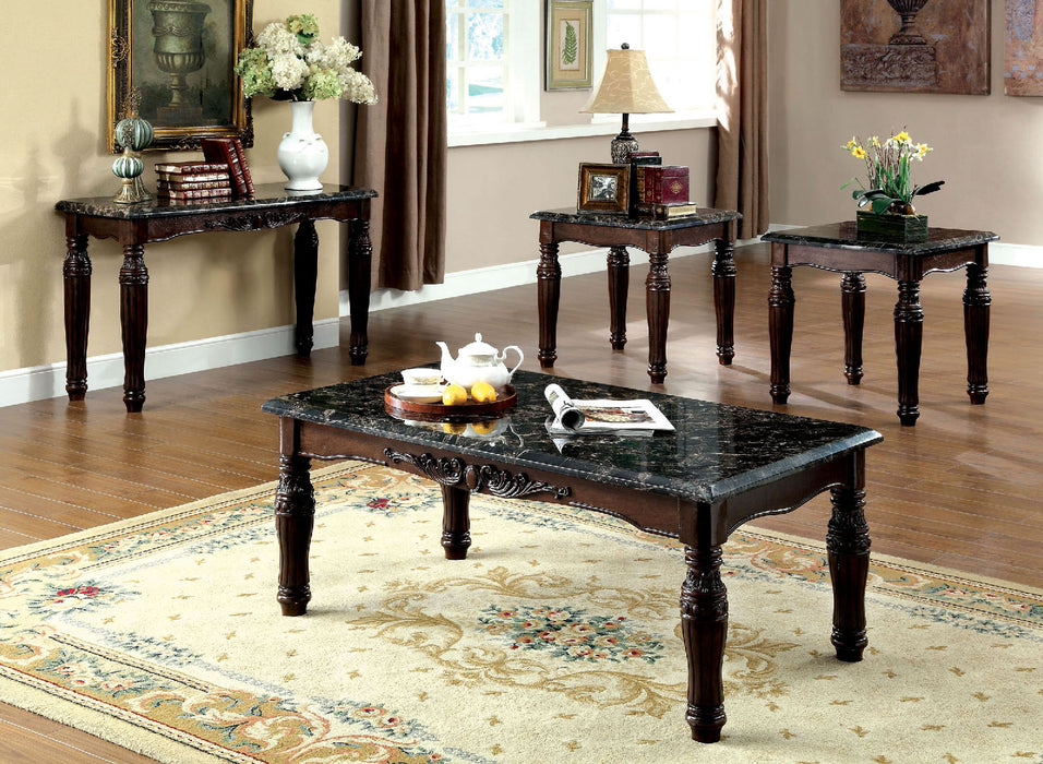 Myrna Traditional Marble Top 3-Piece Table Set