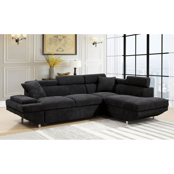 Ashely Contemporary L-Shape Sectional in Black