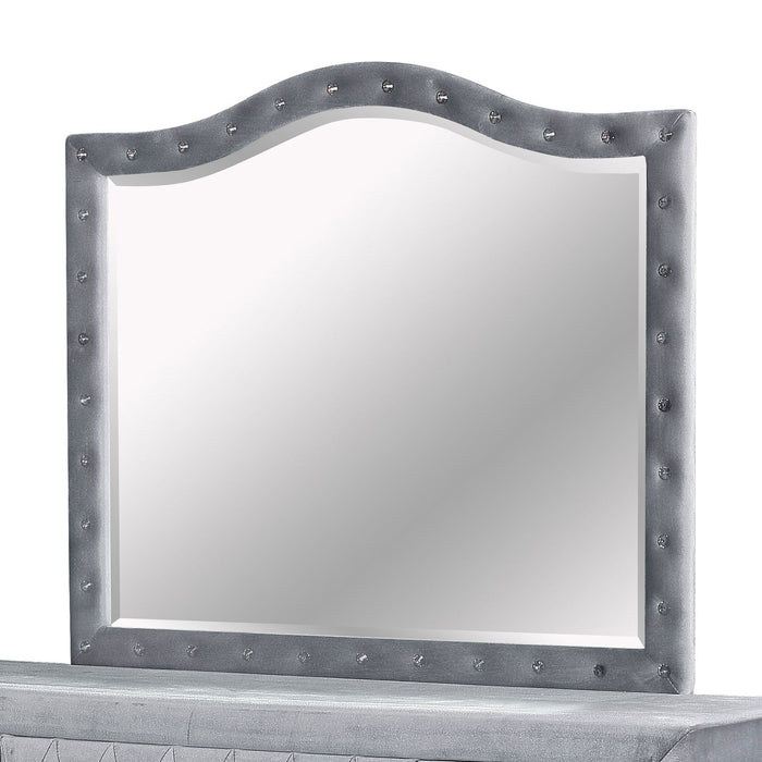 Clerita Transitional Acrylic Diamond Button Mirror in Gray
