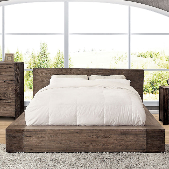 Assaro Rustic Solid Wood Platform Bed in Queen