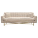Croft Fabric Sofa in Sand Linen Fabric w/ Accent Pillows and Gold Metal Criss-Cross Frame by Diamond Sofa image