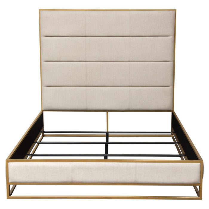 Empire Eastern King Bed in Sand Fabric with Hand brushed Gold Metal Frame by Diamond Sofa image