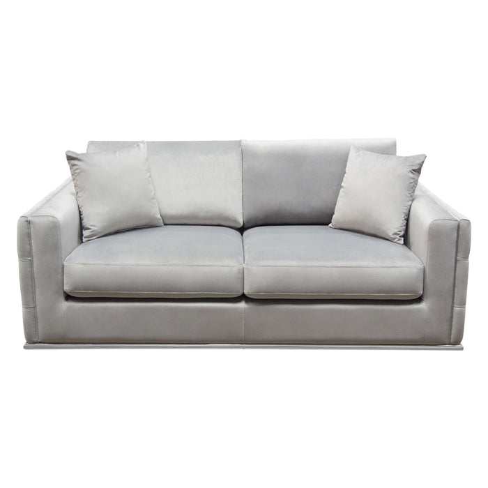 Envy Loveseat in Platinum Grey Velvet with Tufted Outside Detail and Silver Metal Trim by Diamond Sofa image