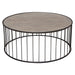 Gibson 38" Round Cocktail Table with Grey Oak Finished Top and Metal Base by Diamond Sofa image