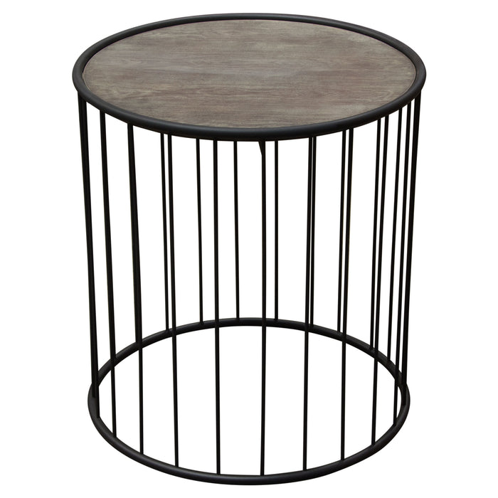 Gibson 22" Round End Table with Grey Oak Finished Top and Metal Base by Diamond Sofa image