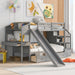 Twin over Twin Bunk Bed withStorage Staircase, Slide, Drawers and Desk with Drawers and Shelves - Gray image