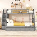Twin over Full Bunk Bed with Drawers, Ladder andStorage Staircase - Gray image