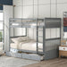 Twin over Twin Bunk Bed with Ladders and TwoStorage Drawers - Gray image
