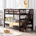 Twin Over Twin Bunk Bed withStorage Staircase and Guard Rail - Espresso color image
