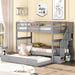 Twin Over Twin Bunk Bed with Twin Size Trundle andStorage Staircase - Gray image