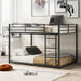Full over Full Low Metal Bunk Bed with Ladder and Guardrail - Black image